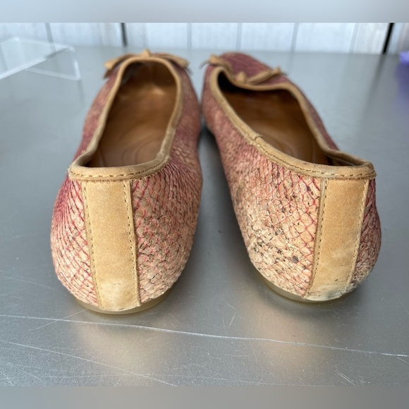 Born Snakeskin Flats Leather Toe Red Brown Work Wear Comfort Womens Size 10 - Picture 6 of 6